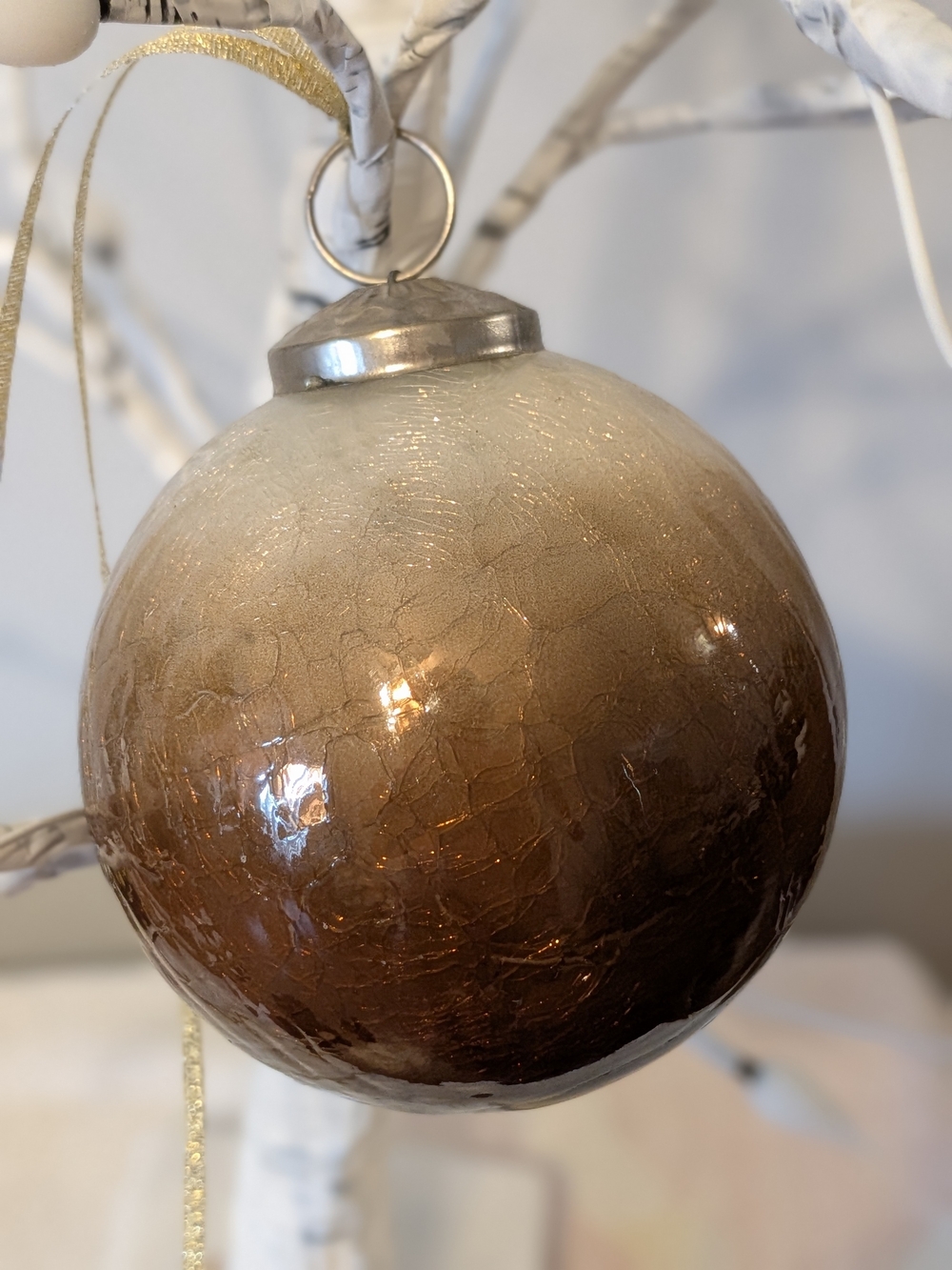 Vintage Style Crackled Glass Ombre Finish  4 in Ornament